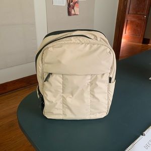 Calpak Cream Backpack with Black Trim